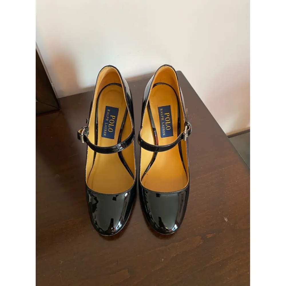 Polo by Ralph Lauren Black Patent Mary Jane Heels 39B - Picture 5 of 5